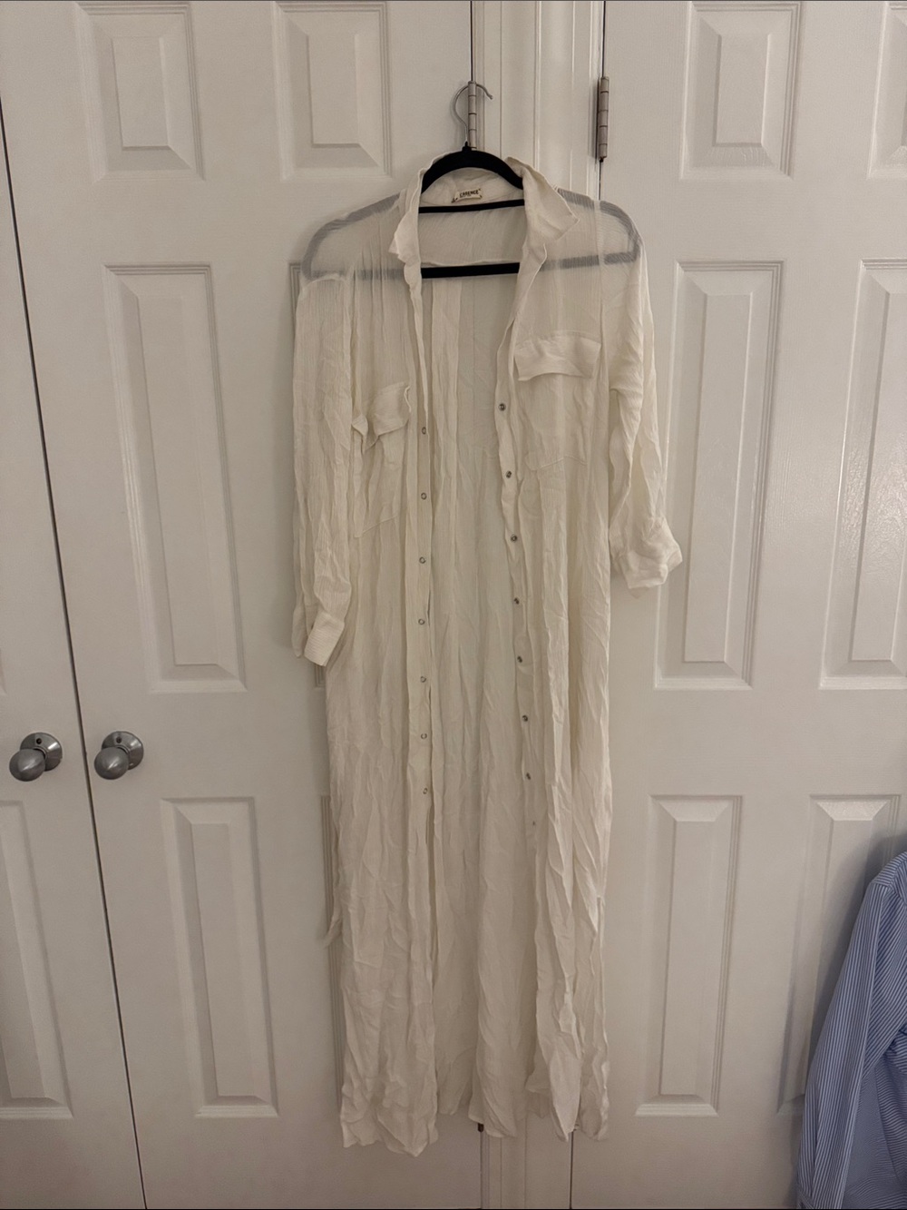 L'AGENCE White Lightweight duster with Label Detail